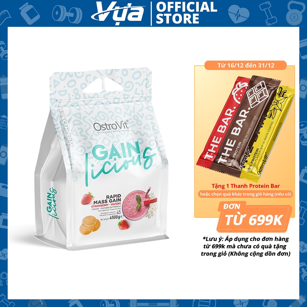 Bột Tăng Cân OstroVit - GAINlicious Mass Gainer (4.5KG) - Tăng Cơ, Nạp Năng Lượng, Hỗ Trợ Phục Hồi - Chính Hãng