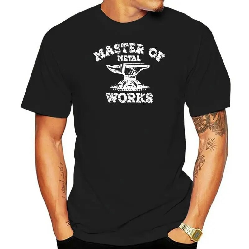 Master OF METAL WORKS ANVIL BLACKSMITH WORKER Áo thun nam màu đen