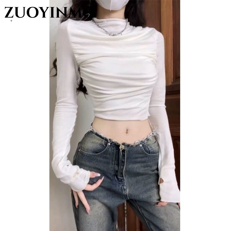 ZUOYINMO áo phông áo thun nữ croptop baby tee Comfortable xu hướng Cổ điển Thể thao WMY23C0D9H 51Z231218 | BigBuy360 - bigbuy360.vn