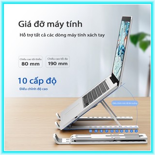 Giá đỡ laptop, macbook, ipad bằng nhôm có thể điều chỉnh được độ cao, đế tản nhiệt kê laptop nhôm