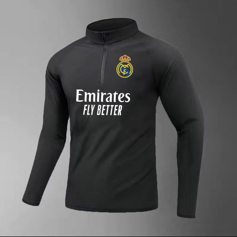  Áo sơ mi nam tập luyện bóng đá Barcelona   Real Madrid Áo sơ mi dài tay nửa khóa kéo cho bóng đá Thể thao ngoài trời Nhanh khô thoáng khí 