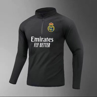 Áo sơ mi nam tập luyện bóng đá Barcelona / Real Madrid Áo sơ mi dài tay nửa khóa kéo cho bóng đá Thể thao ngoài trời Nhanh khô thoáng khí