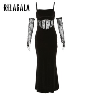 RelaGala Nữ Mới Màu Trơn Ôm Cao Cấp Thời Trang Tắt Vai Đầm