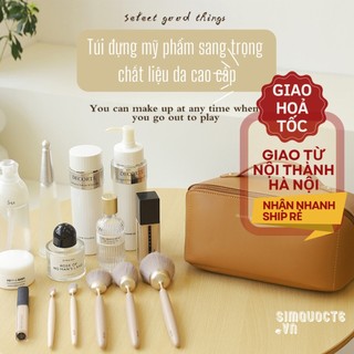 Túi đựng mỹ phẩm cao cấp sang trọng ISLANDS da PU, túi đựng mĩ phẩm dạng hộp nhiều ngăn chống nước TMP26