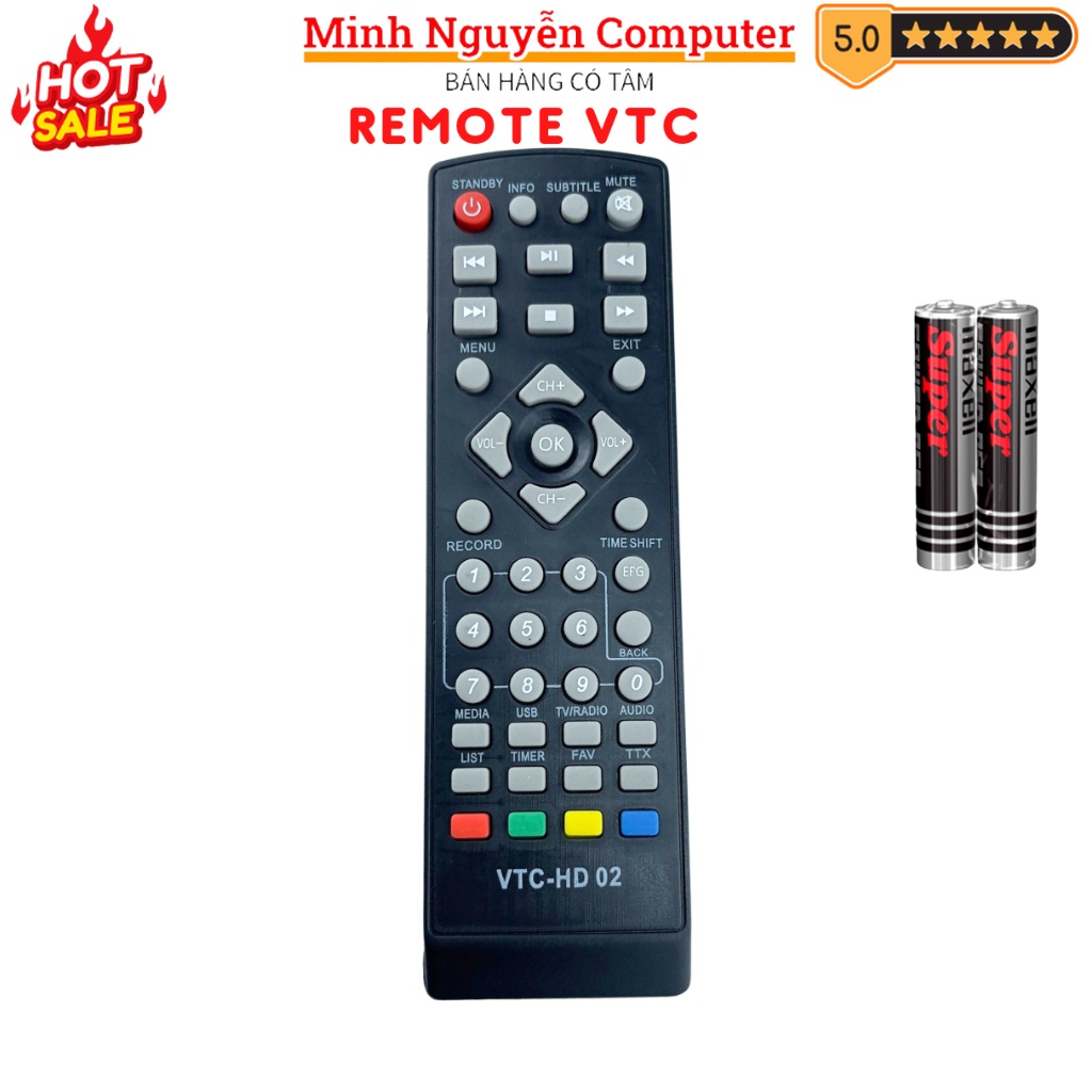 Remote điều khiển đầu KTS mặt đất VTC HD02, điều khiển tivi truyền hình vệ tinh VTC T205-Minh Nguyễn