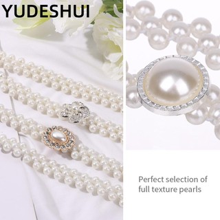 YUDESHUI Thắt lưng co giãn đính ngọc trai thời trang thanh lịch dành cho nữ