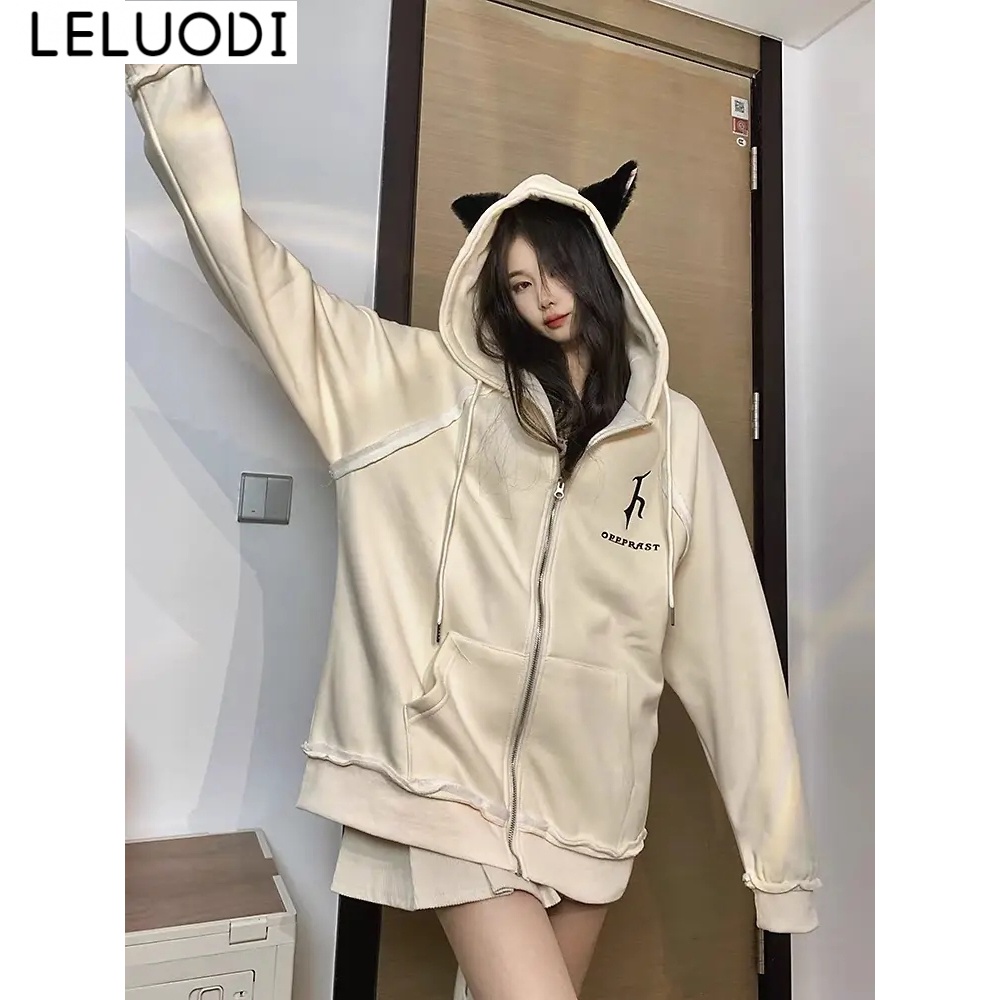 LELUODI Áo Khoác hoodie áo khoác nữ zip hoodie comfortable Thông thường New Style Fashion WJK2390YOM 37Z230914 | BigBuy360 - bigbuy360.vn