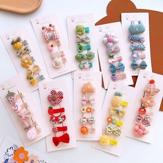 Vỉ 5 kẹp tóc hình hoa quả đáng yêu nhiều màu cho bé