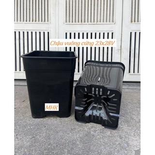 Chậu nhựa cứng 23x28 vuông cao , đáy thoát nước ( kiểng lá , hoa hồng , cây cảnh)