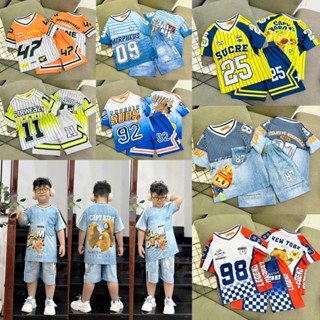 [Size 12kg-46kg] Bộ thun đùi thể thao in 3D bé trai