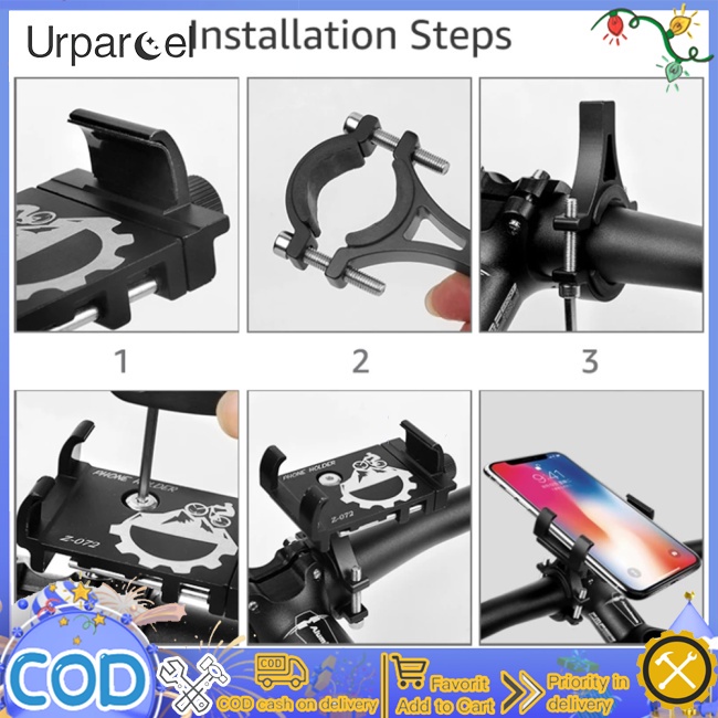 Urparcel Giá Đỡ Điện Thoại Bằng Nhôm Gắn Tay Lái Xe Đạp / Mô Tô