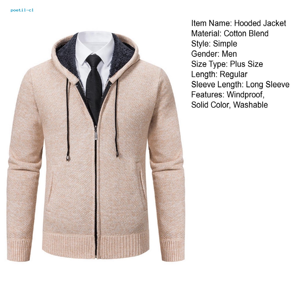 Poetil Áo Khoác Gió Có Mũ Trùm Phối Khóa Kéo Thời Trang Mùa Đông Ấm Áp Dành Cho Nam