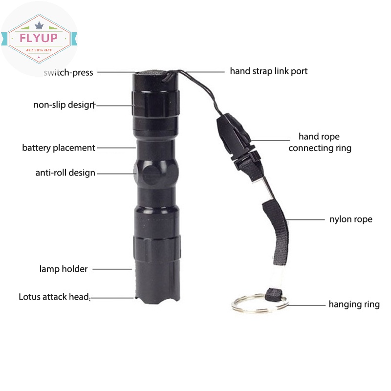 Flyup Đèn Pin led mini Chống Thấm Nước Có Thể Phóng To Cho hung camp vn