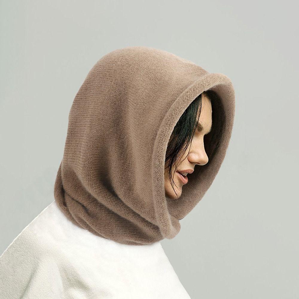 Btlimer Mũ Trùm Đầu Kiêm Khăn Choàng Cổ Vải cashmere Dày Màu Trơn Giữ Ấm Mùa Đông Đa Năng Dùng Khi Đi Bộ Đường Dài Ngoài Trời