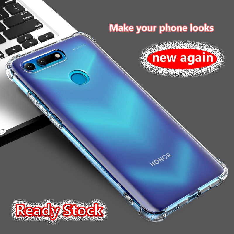 Dành Cho Huawei Honor View 20 PCT-AL10 PCT-TL10 PCT-L29 Pha Lê Trong Suốt 4 Góc Chống Sốc Cao Su Mềm