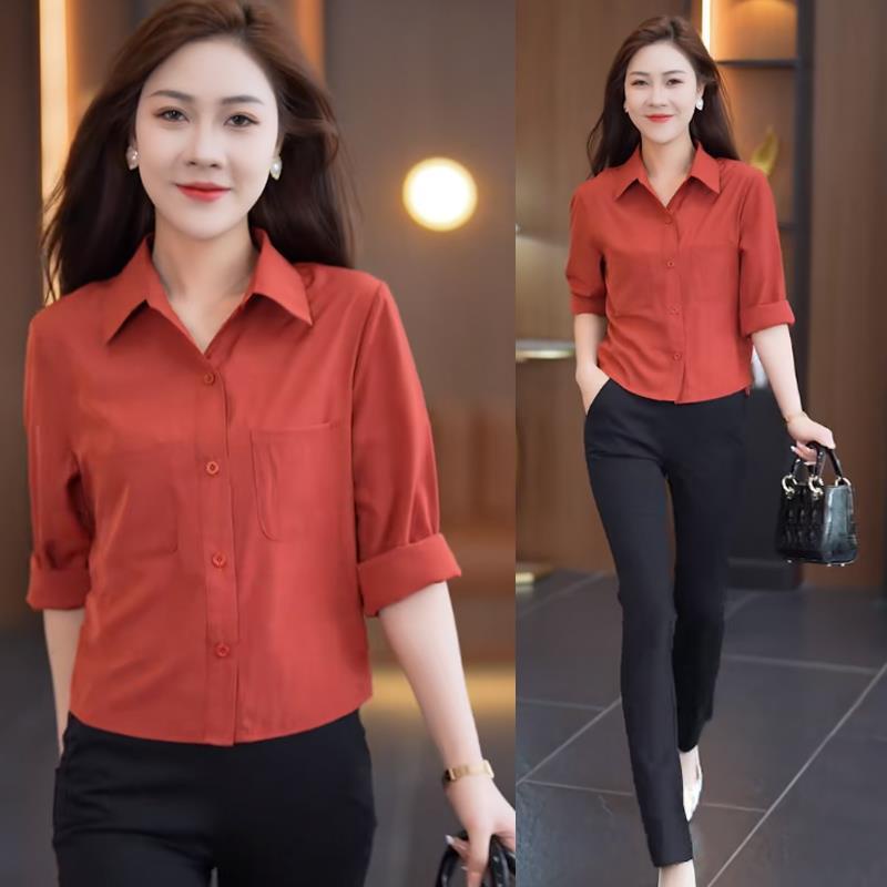 Áo Sơ Mi Ngắn Tay Dài Phong Cách Thời Trang Mùa Thu 2023 Mới