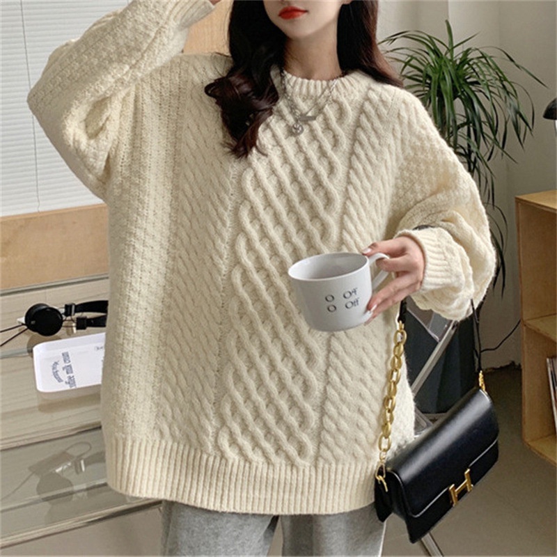 Áo Len Tay Dài Cổ Tròn Màu Sắc Thời Trang Thu Đông Cho Nữ