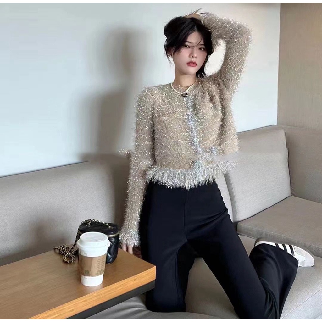 Áo Khoác cardigan Dệt Kim Cổ Tròn Thời Trang Phương Tây Cho Nữ 2023