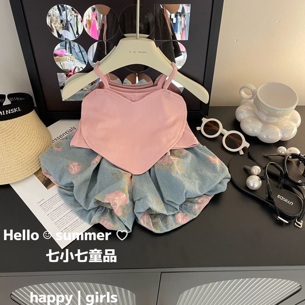 Set Đồ Mùa Hè Hai Món Gồm Áo Hai Dây Và Quần Ngắn Phong Cách Mới 2023 Cho Bé Gái