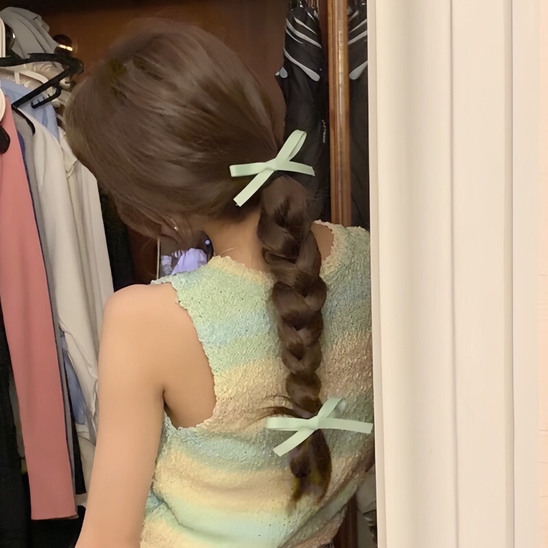 Set 2 Kẹp Tóc Nơ Ruy Băng Dễ Thương Thời Trang Hàn Quốc Cho Nữ