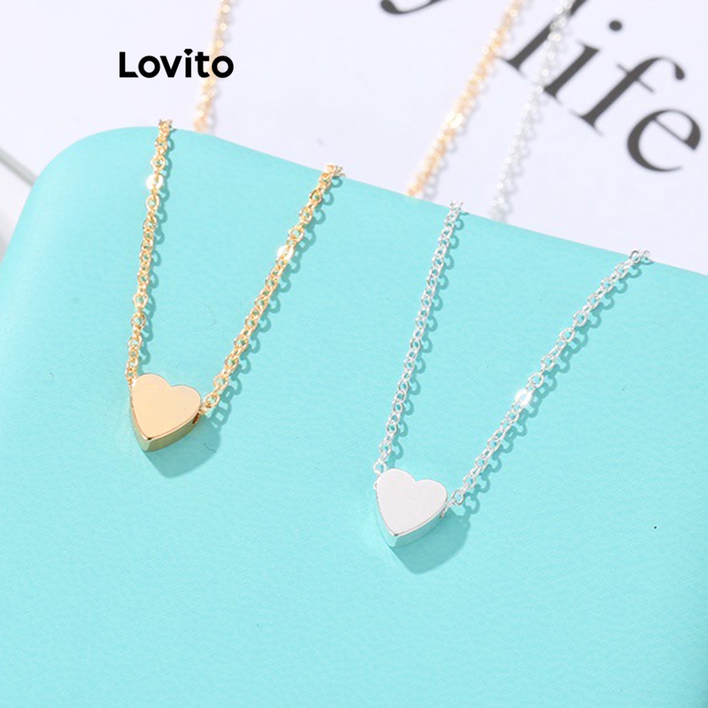 Vòng cổ Lovito mặt trái tim màu trơn thường ngày cho nữ L63AD013