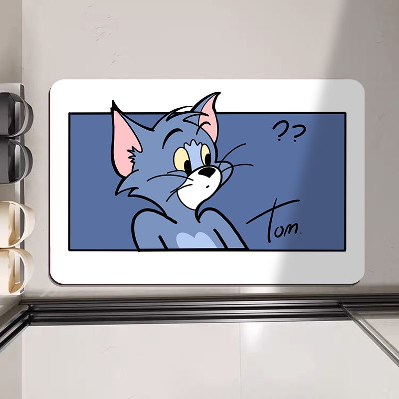 Thảm Chùi Chân Mềm Mại Thấm Hút Nước Chống Trượt Hình tom Và jerry