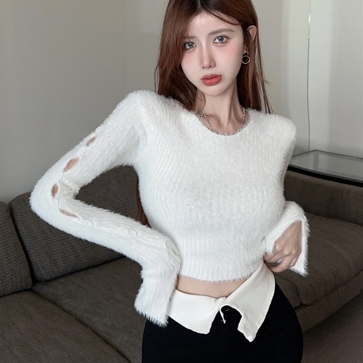 Áo sweater Dệt Kim Tay Dài Cổ Tròn Phong Cách Thời Trang Thu Đông Mới
