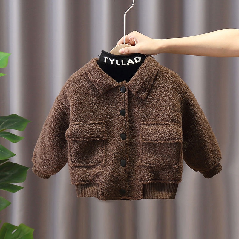 Áo Khoác Lông Cừu Dày Dặn Thời Trang Thu Đông Cho Bé Trai