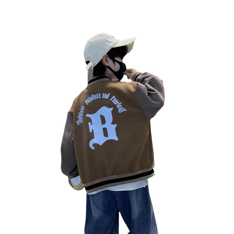 Áo Khoác Bóng Chày cotton Tay Dài Dáng Rộng 100-160cm Thời Trang Thu Đông Dành Cho Trẻ Em