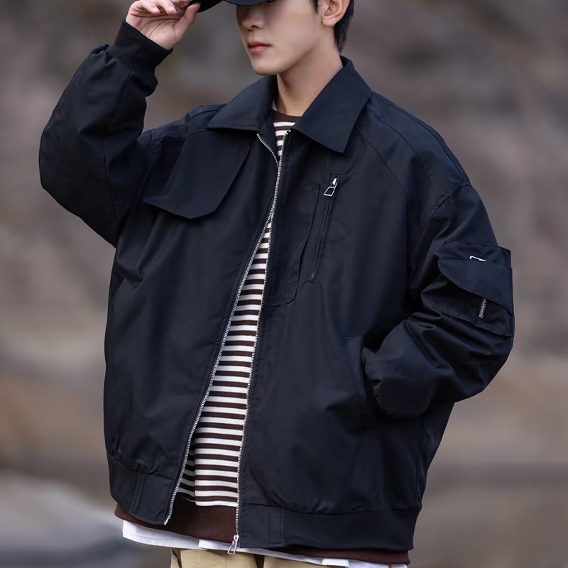 Áo Khoác Dáng Rộng Màu Đen Phong Cách Nhật Bản Thời Trang Xuân Thu Cho Nam Và Nữ