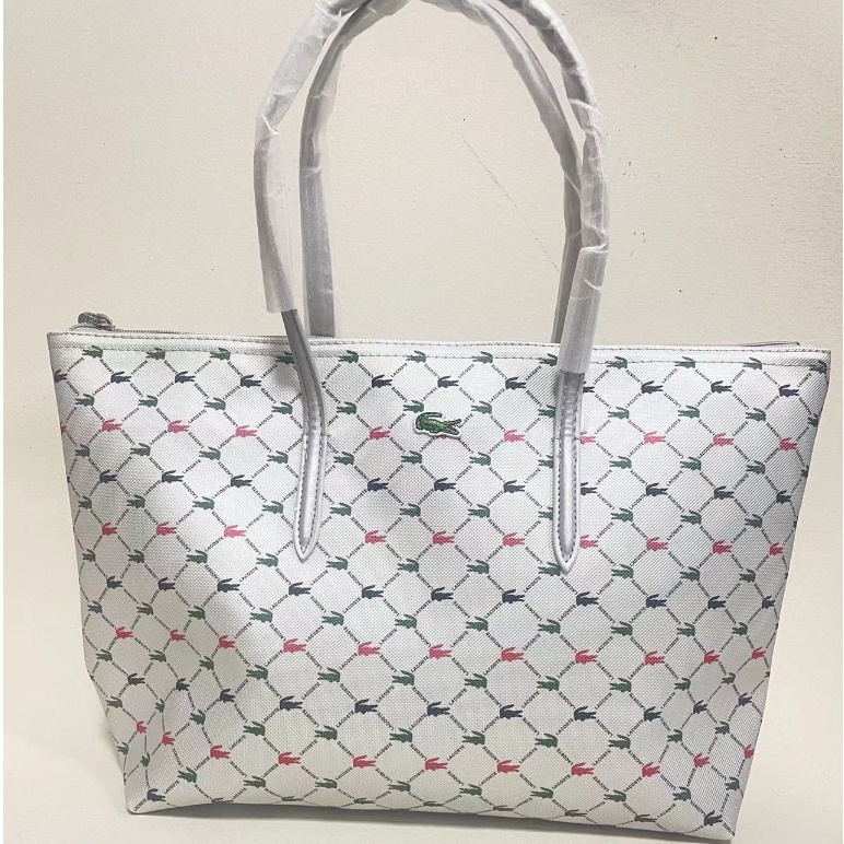 Lacoste Túi Xách Đeo Vai Giả Da Cá Sấu Cỡ Lớn Thời Trang Nữ Sành Điệu