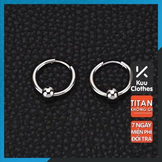 Hoa tai khuyên tai tròn dạng xỏ Trân Châu Asta Accessories màu bạc thép titan an toàn với da - Hoa Tai Trân Châu