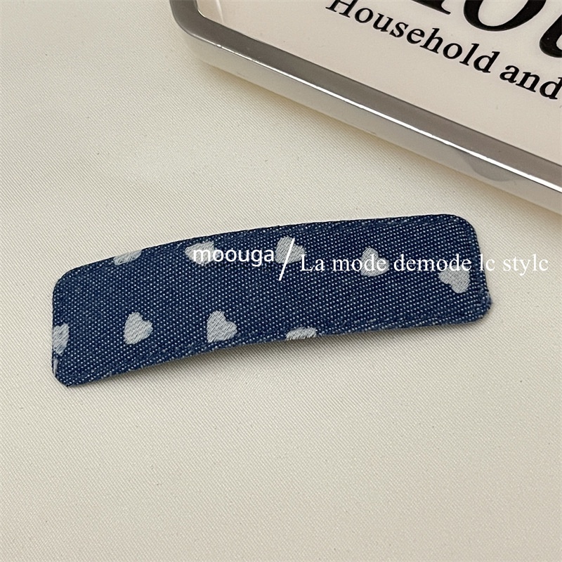 Kẹp Tóc moouga / retro Họa Tiết Hình Học Bằng Vải denim Cho Nữ
