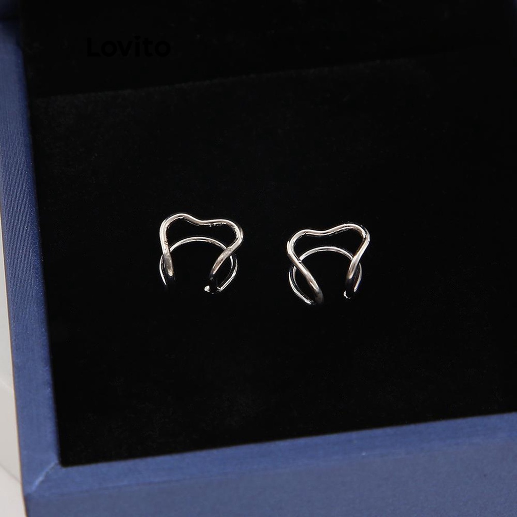 Lovito Bông tai trái tim trơn đơn giản cho nữ L63AD019