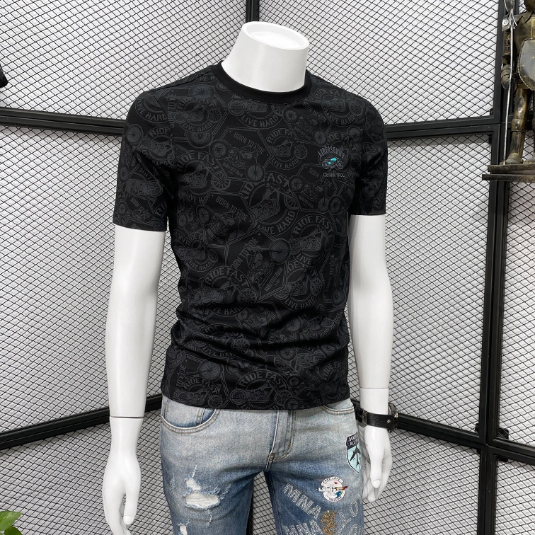 Hàng Có Sẵn!Áo Thun cotton Tay Ngắn Dáng Ôm Thêu Họa Tiết Trẻ Trung Thời Trang Cao Cấp Cho Nam 2023