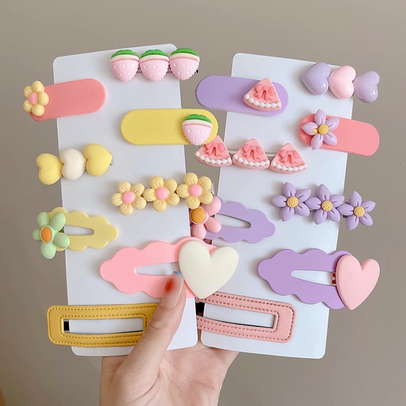 Set 14 Kẹp Tóc Nhiều Màu Sắc Dễ Thương Cho Bé Gái