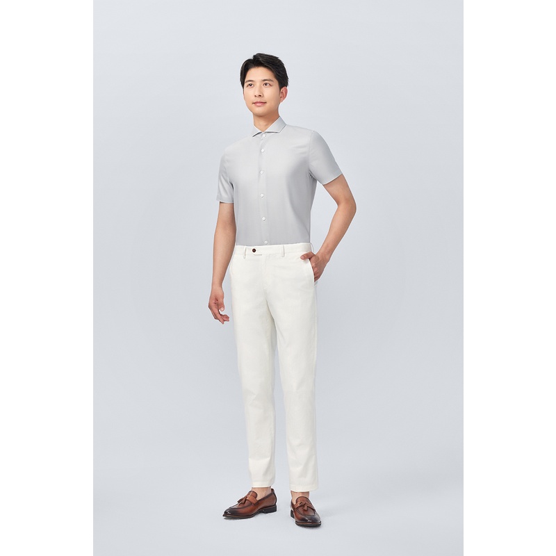 Áo sơ mi cotton cao cấp DETERMINANT ngắn tay Instant Cool màu xám nhạt - 401