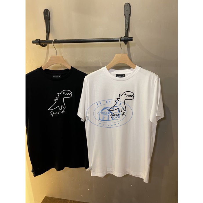 Agnes b.sport Khủng Long Nhỏ In logo Tay Ngắn Cotton Rời Đơn Giản Phù Hợp Với Áo Thun Đường Phố Nam 