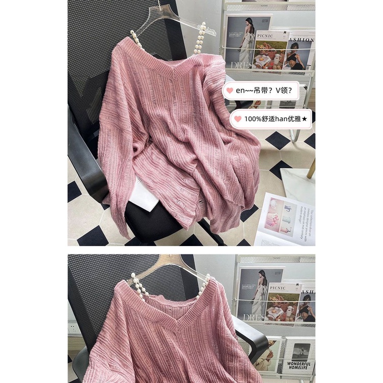 Áo sweater Chui Đầu Dáng Rộng Trong Suốt Thoải Mái Thời Trang Xuân Hè 2023