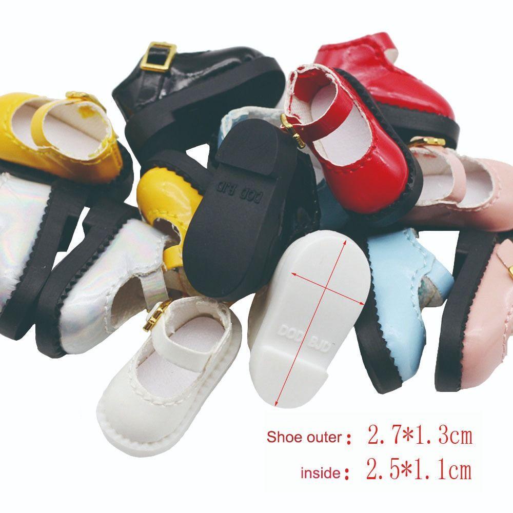 1 Đôi Giày Búp Bê Da pu Mũi Tròn Đáng Yêu Cho Búp Bê 12 bjd ob11 2.7 * 1.3cm ob11