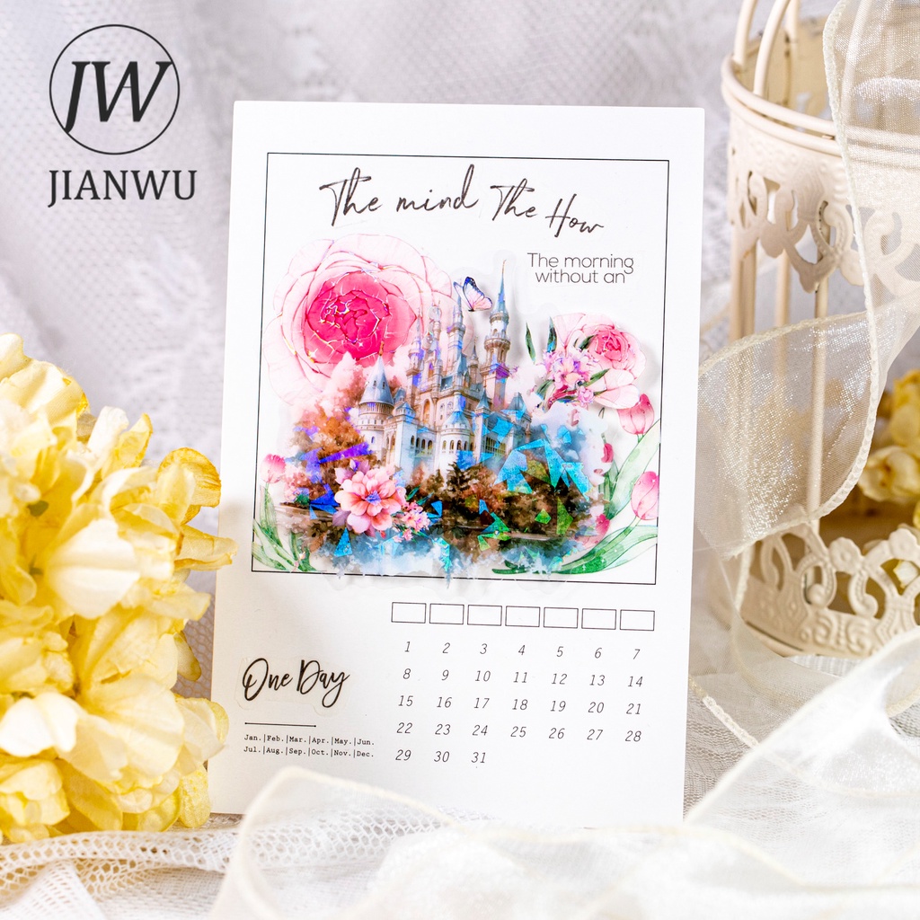 Jianwu Set 10 Tấm Nhãn Dán Hình Lâu Đài Cánh Đồng Hoa Cổ Điển Sáng Tạo diy Trang Trí Phong Cảnh Văn Phòng Phẩm