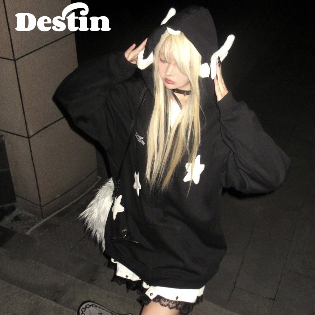 Áo khoác hoodie SAILIWEI WWY2391CIV38Z230918 phối khóa kéo ấm cúng thoải mái thời trang thường ngày cho nữ