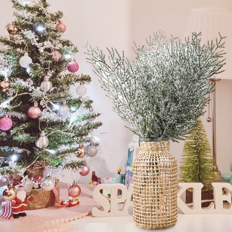 Set 1 / 5 Bình Hoa Tuyết Giả Trang Trí Giáng Sinh