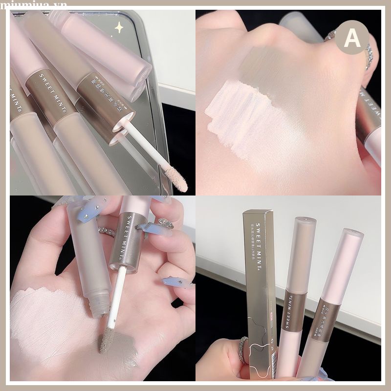 Miumiua🔮SWEET MINT® Kem Tạo Khối Dạng Lỏng Hai Đầu Trang Điểm Tự Nhiên Lâu Trôi Không Nhòe