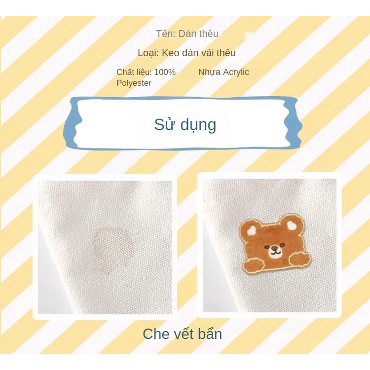 Miếng Dán Ủi Vá Quần Áo Đa Năng Thêu Hình Thỏ Gấu Dễ Thương