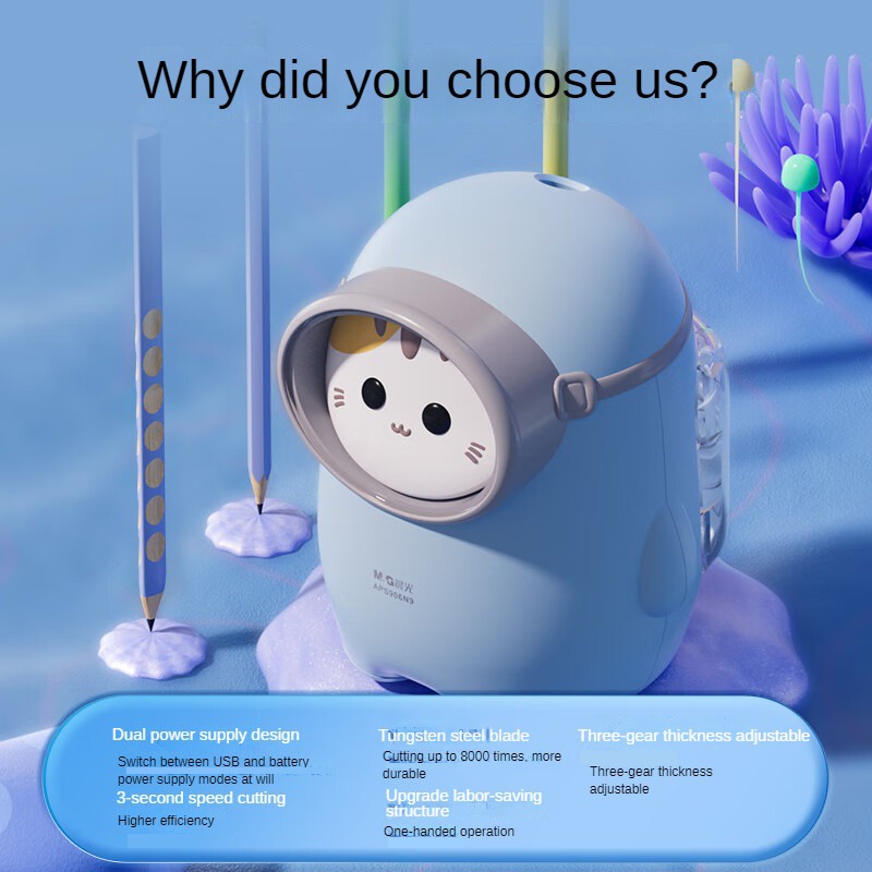 Đồ chuốt bút chì M&G điện tử hai tốc độ hình mèo hoạt hình dành cho học sinh 9