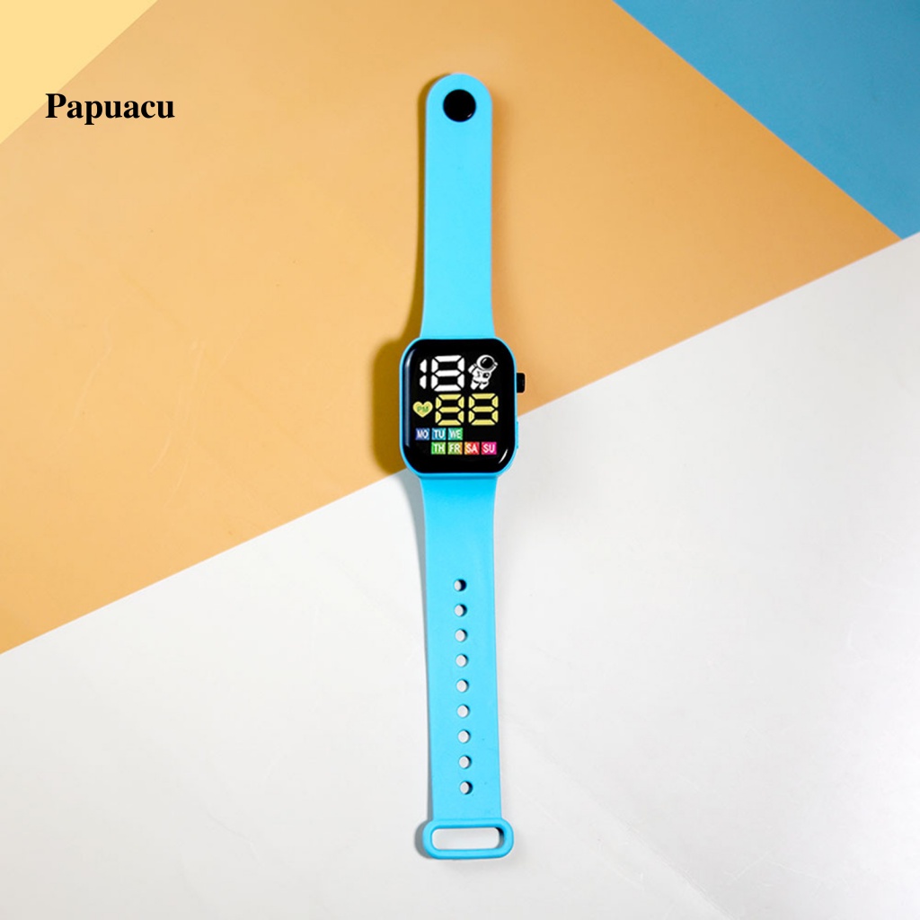 Đồng Hồ Điện Tử papuacu Hình Vuông Có Đèn led Hiển Thị Độc Đáo Cho Bé