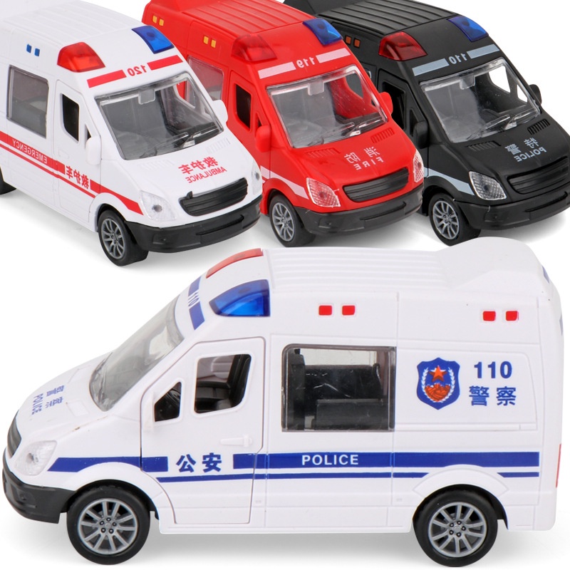 Xe cứu thương khẩn cấp xe cảnh sát xe cứu hỏa đồ chơi trẻ em chết đúc mô hình đồ chơi xe