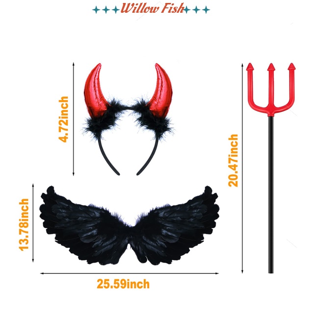 Bộ Cánh Thiên Thần Ác Quỷ Màu Đen Hóa Trang halloween Cho Bé