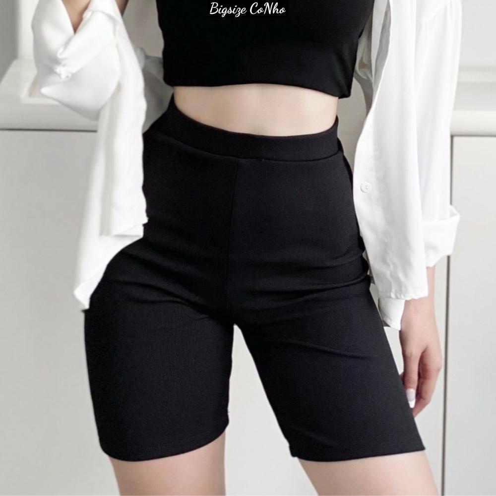 Quần legging Bigsize nữ, Quần đùi ôm size ngoại cỡ chất liệu mềm mịn QOM